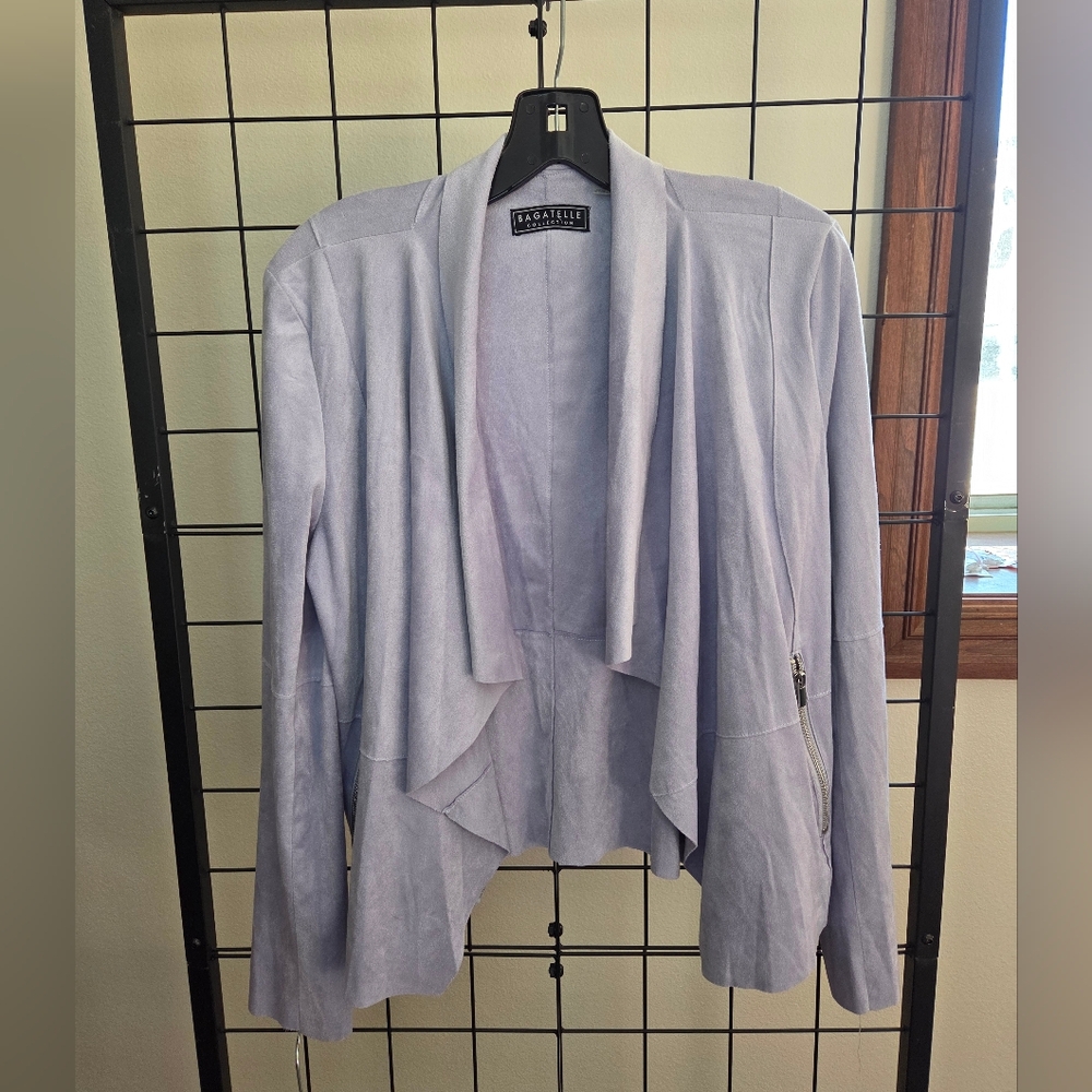 Bagatelle Women's Light Lavender Draped Open Front Jacket